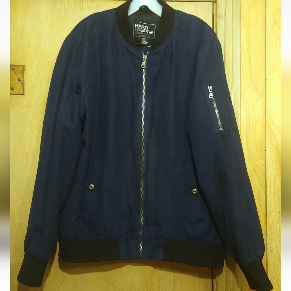 Hard Edge Jacket Blue Tactical Style Bomber Mens XL Black Trim